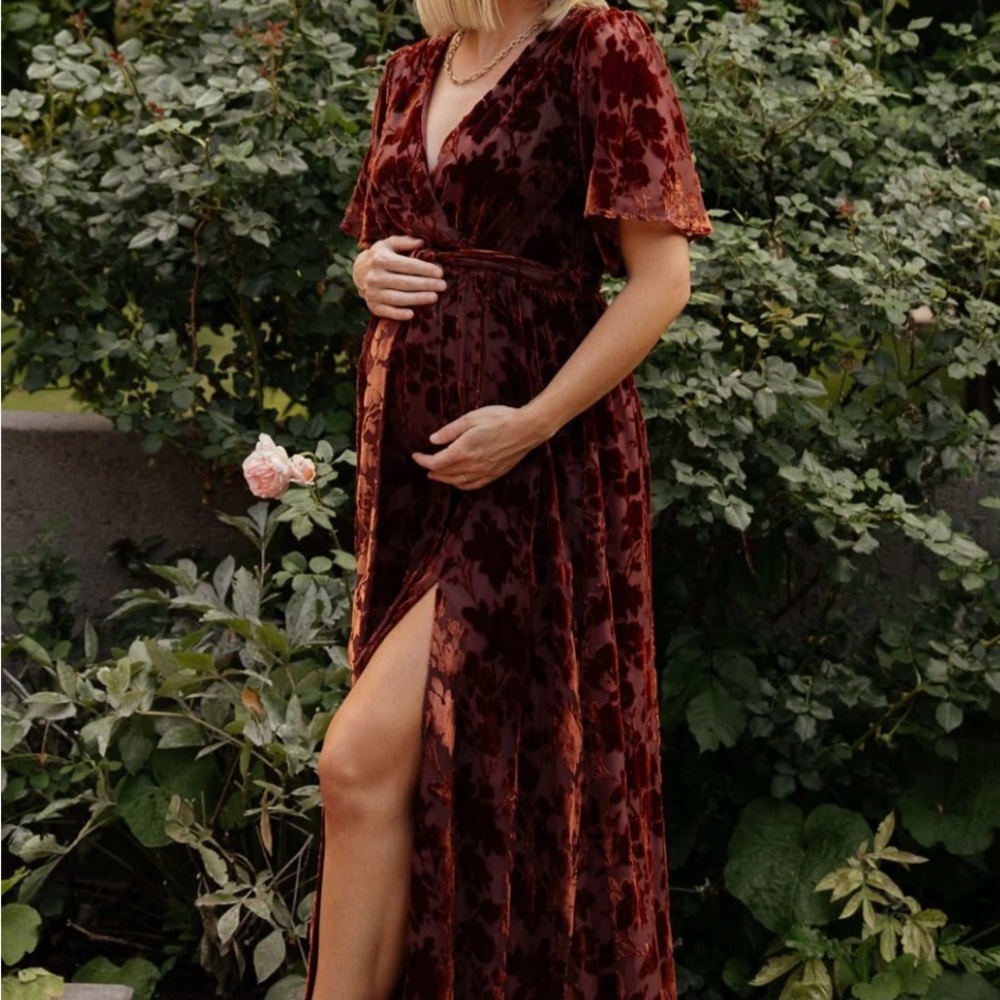 Uma velvet maxi dress copper floral
